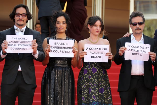 Brazil stars at Cannes stage pro-Dilma protest on red carpet