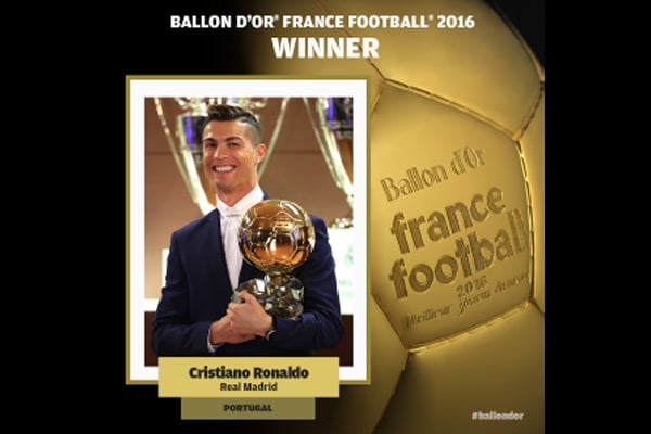 Ronaldo beats Messi to win Ballon d'Or
