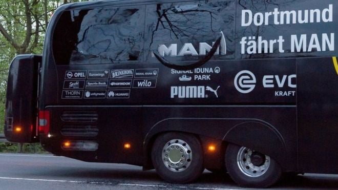 Blasts hit German football club bus