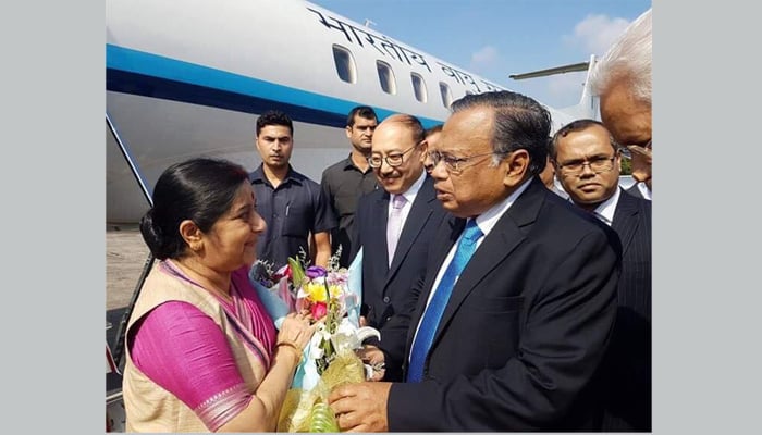Sushma Swaraj arrives in Dhaka