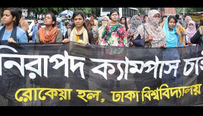 DU female students demand safe campus, release of quota reformists