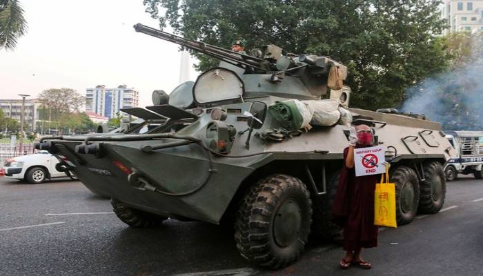 Myanmar army deploys armoured vehicles