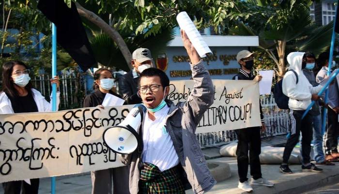 Arrests made at Myanmar anti-coup protest in Mandalay