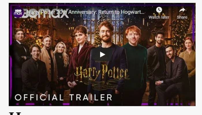 Trailer of Harry Potter reunion out now