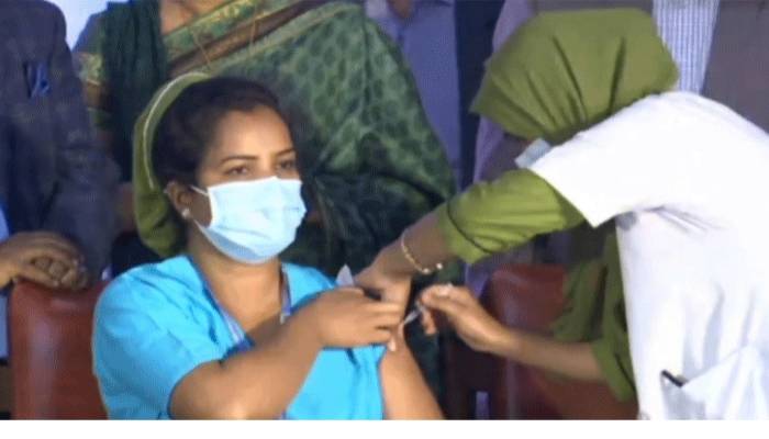 Runu, who vaccinated first, gets first booster dose