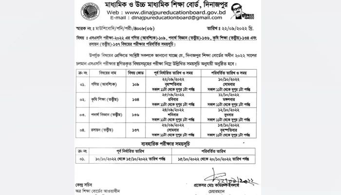Dinajpur to hold suspended SSC exams on Oct 10-13