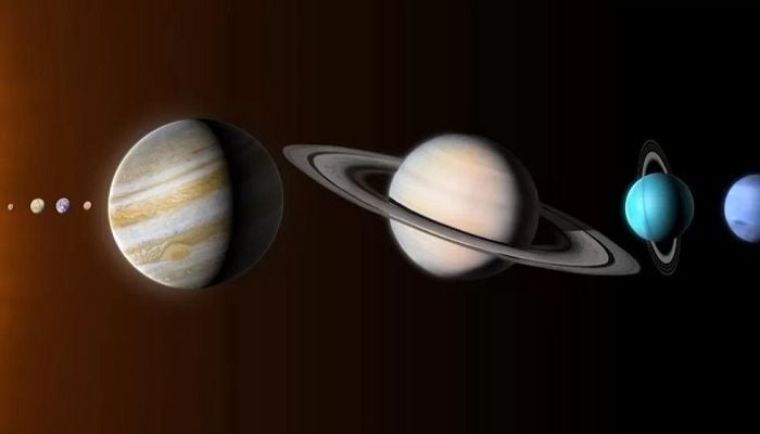 All solar system's planets visible in night sky