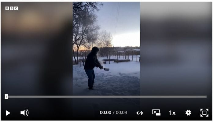 Boiling water instantly turns to snow in frigid Montana