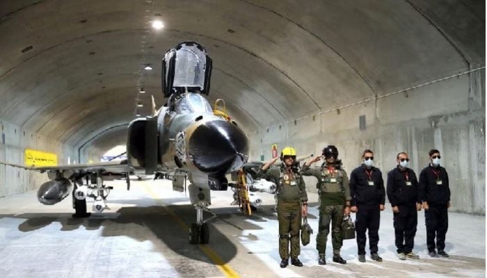 Iran reveals an underground air force base, IRNA says