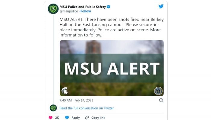 Michigan State University police report shots fired near school building