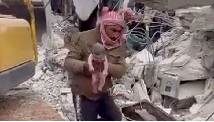 Miracle baby found under rubble in Syria