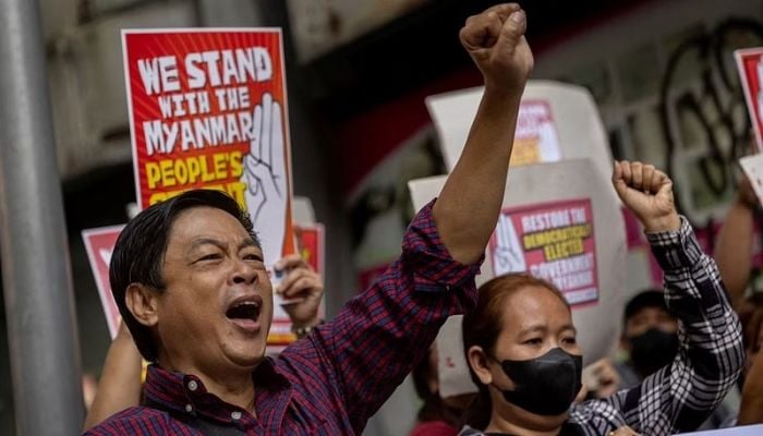 Protesters mark Myanmar coup anniversary