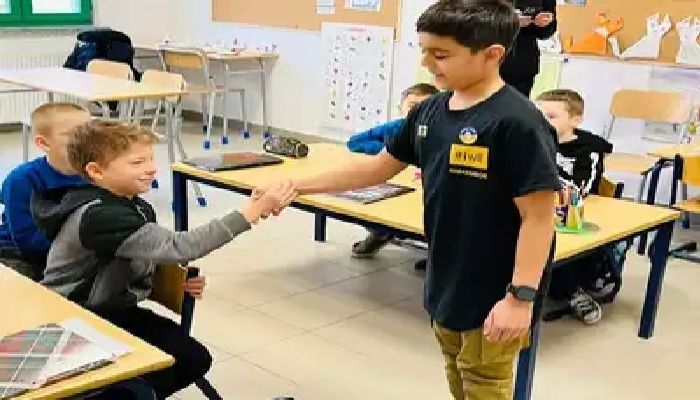 British-Indian schoolboy travels to Poland with stationery for war-hit Ukrainians