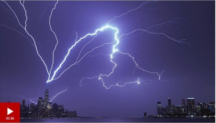 Watch stunning EarthCam clip of NYC lightning strike