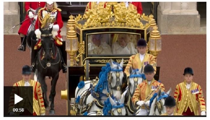 King's Coronation procession travels through London to Westminster Abbey
