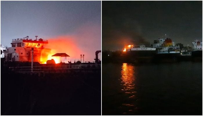 Oil tanker catches fire on Shitalakhya, eight burned
