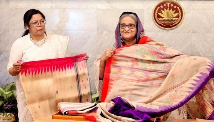 Banana plant fibre made sarees presented to PM Hasina