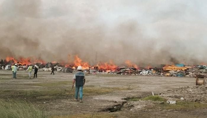 Log pile catches fire at Matarbari power plant