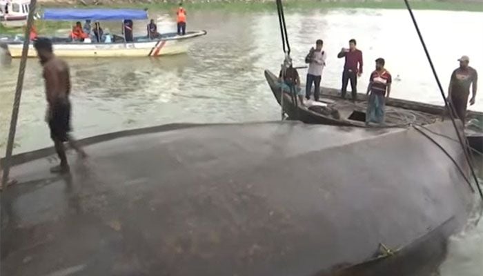 Capsized waterbus recovered from Buriganga