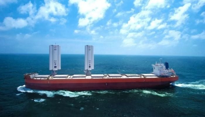 Pioneering wind-powered cargo ship sets sail