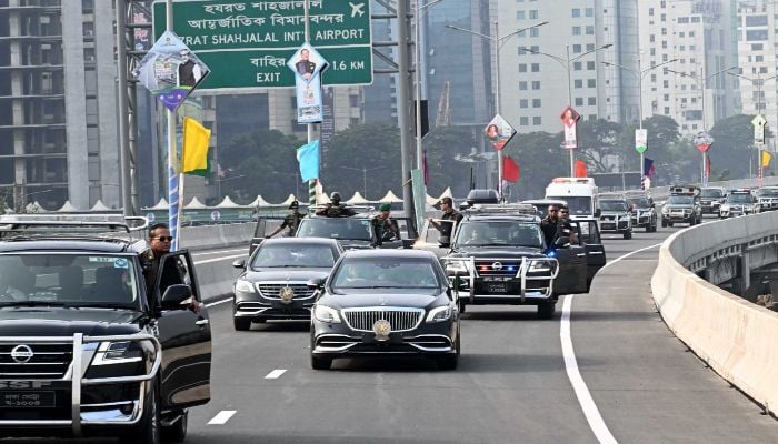 Transports running on elevated expressway