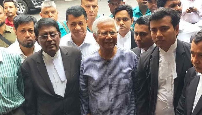 Dr Yunus at ACC office for questioning