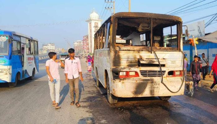 Bus torched in Gazipur
