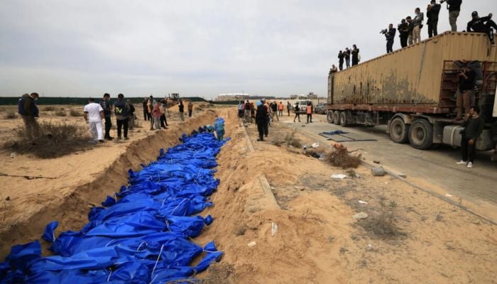 In Gaza, dozens of unidentified bodies buried in 'mass grave'