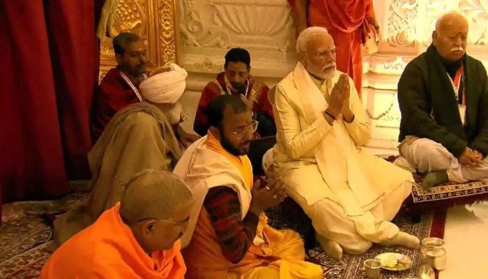 India PM inaugurates temple on razed mosque site