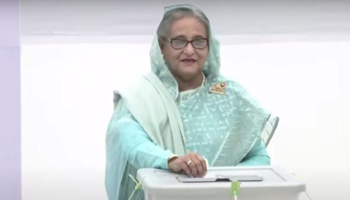 Sheikh Hasina casts her vote