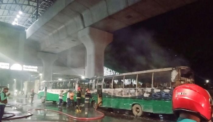 Two buses torched near Press Club