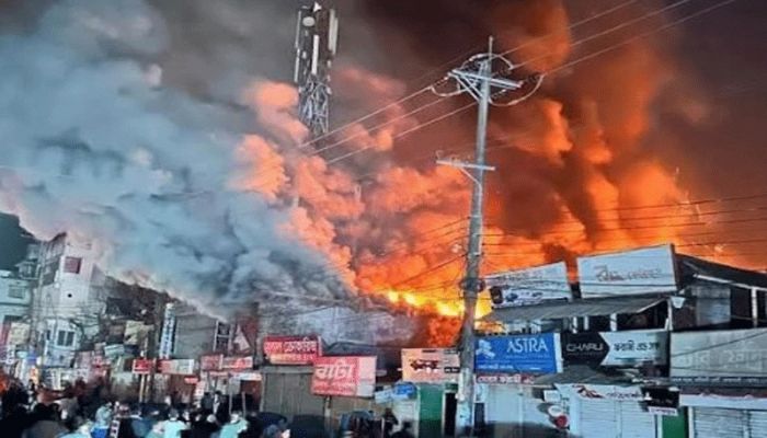 Fire guts 50 shops in Noakhali