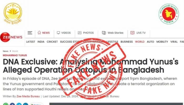CA press wing debunks Indian Zeenews report on Prof Yunus