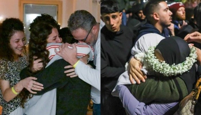 3 Israeli hostages, 90 Palestinians freed on Gaza ceasefire day 1