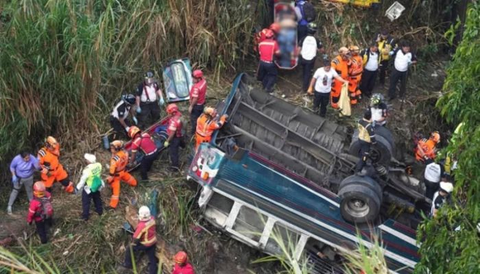 At least 55 dead after Guatemala bus plunges into ravine