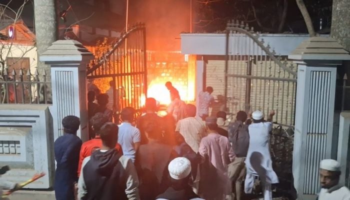 Ex-president Hamid's Kishoreganj house vandalised, set on fire