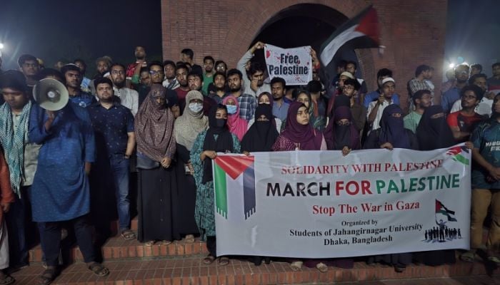 JU students hold 'March for Palestine' protesting Israeli aggression