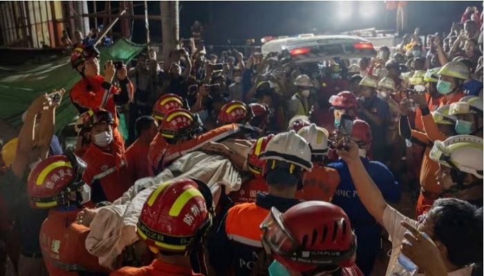 Myanmar earthquake: woman trapped for days pulled alive from the rubble