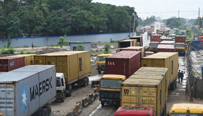 14,000 containers waiting to be loaded onto ships