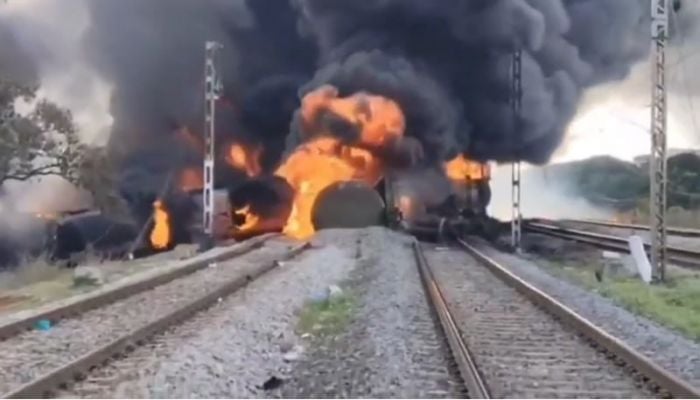 Massive fire erupts on goods train carrying diesel in Tamil Nadu