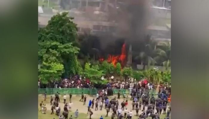 8 fire units working over Air force training aircraft crashes into Uttara