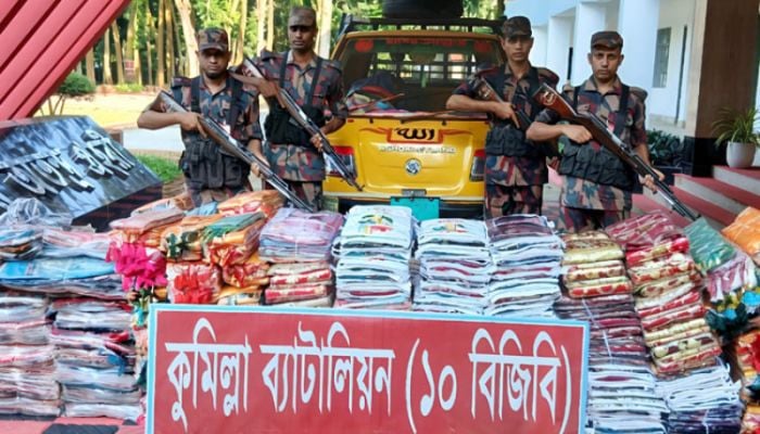Indian sarees, shawls seized in Cumilla border