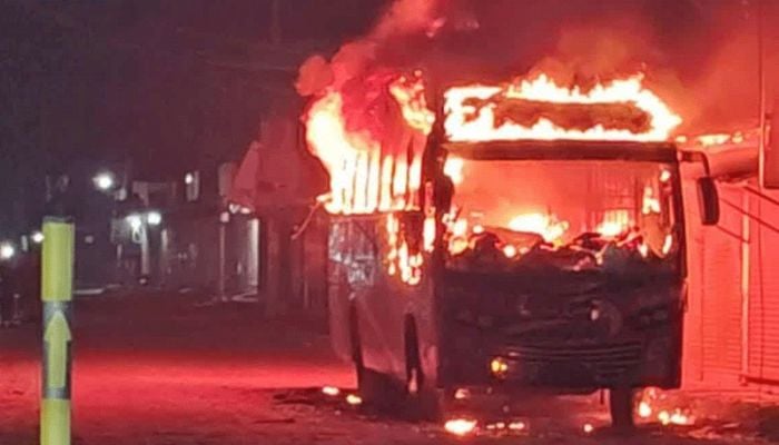 Bus set on fire in Mymensingh, sleeping bus driver burnt to death