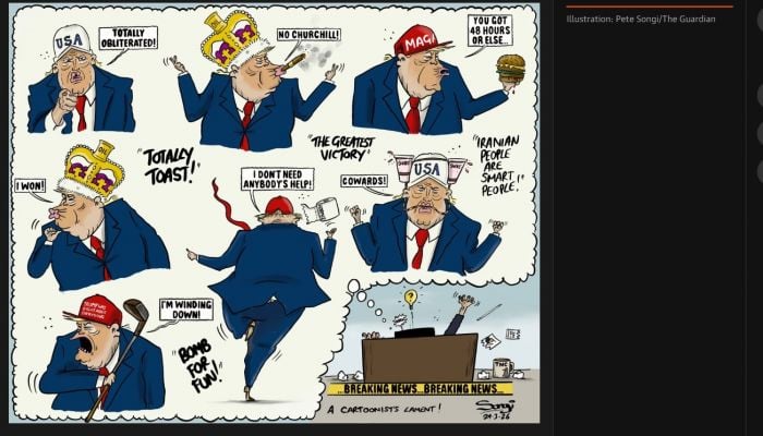 Pete Songi on Donald Trump’s changing stances towards Iran – cartoon