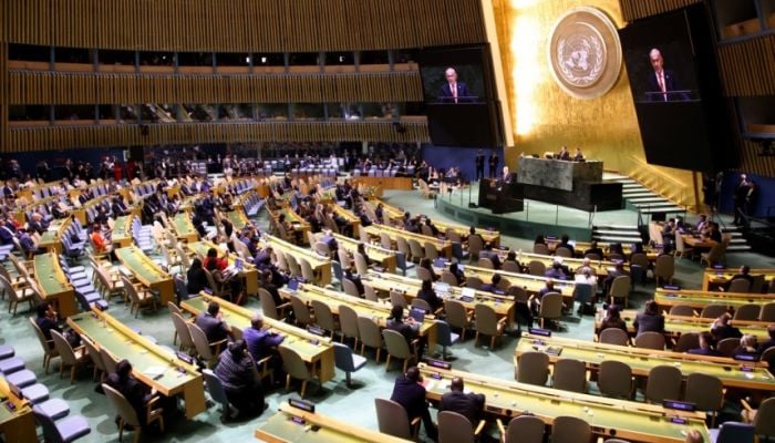 Dozens of envoys at UN walk out of Netanyahu speech